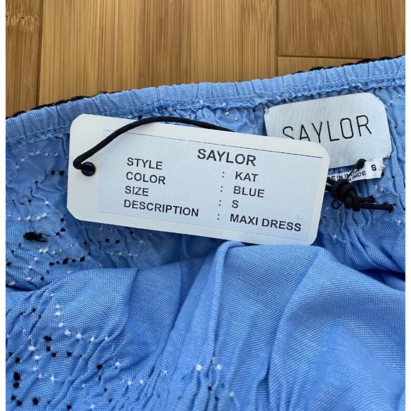 ❗️SOLD❗️SAYLOR BLUE KAT MIDI EMBROIDERED HALTER DRESS - Picture 9 of 9